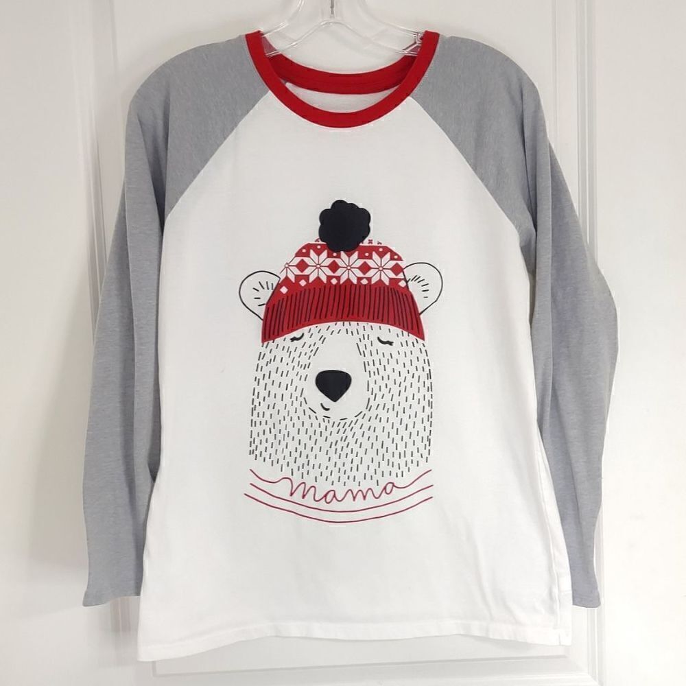 Wondershop White Tee Mama Bear Grey Raglan Sleeves M‎